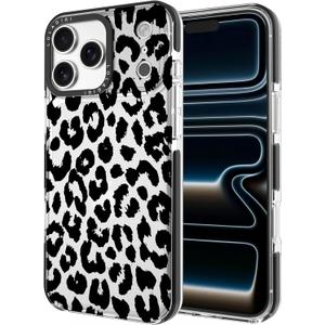 for iPhone 17 Pro Max Case for Women, Cute Black Leopard Animal Print Girly Design Kawaii Aesthetic Cartoon Pattern Soft TPU Case Cover for iPhone 17 Pro Max (6.9")