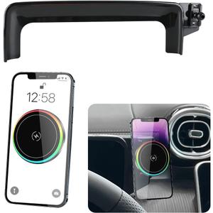 Car Magnetic Phone Mount for Mercedes Benz C-Class 2022-2025 and GLC Class 2023-2026 and CLE 2024-2026 Auto Accessories Best Cellphone Holder Fast 15W Wireless Charger Cell Phones Screen Stand