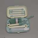 Momcozy Bottle Brush Set - Baby Bottle Cleaner Kit with Silicone Brush, Nipple Brush, Straw Brush, Soap Dispenser, Drying Rack - 7 In 1 Bottle Cleaning Tool for Home and Travel, Green (Classic Style)