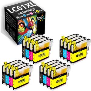ColorPrint Compatible LC61CL Ink Cartridge Replacement for Brother LC61 Ink LC-61 LC65 LC61BK for MFC-J615W MFC-5895CW MFC-290C MFC-5490CN MFC-790CW MFC-J630W MFC-490CW Printer (4BK,4C,4M,4Y,16-Pack)