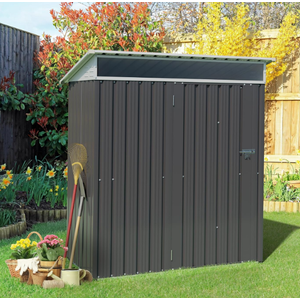 Vongrasig 5 x 3 x 6 FT Outdoor Storage Shed Clearance, Metal Garden Shed with Large Window and Lockable Door, Anti-Corrosion Waterproof Tool Shed for Backyard Patio, Lawn (Dark Gray)