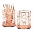 Juvale Sustainable Greetings 2-Pack Rose Gold Pen Holder for Desk - Organizer Cup for Pencil, Hair and Makeup Brush and Office Supplies - Makeup Brush Holder - Gold Desk Accessories - Pencil Cup