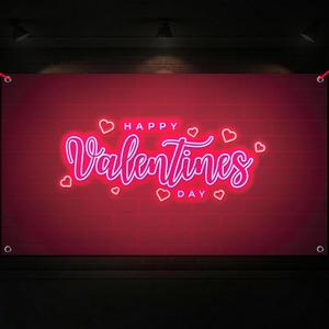 KatchOn, Happy Valentines Day Banner - XtraLarge 72x44 Inch | Neon Valentines Day Backdrop, Valentines Day Decorations | Valentines Backdrop for Photography | Valentines Banner, Valentines Decorations