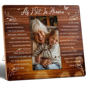 Memorial Gifts, ‘As I Sit In Heaven’ 4"x6" Picture Frame, Sorry for Your Loss, Bereavement Gifts, Sympathy Gift for Loss, Wooden Photo Frame, Wall Mount & Table Top