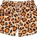 MECH-ENG Men's Leopard Graphic Print Mesh Short Athletic Basketball Workout Running Drawstring Shorts with Pockets  (Brown, L)