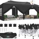 COBIZI Canopy 10x20 Pop Up Canopy Tent with 6 Sidewalls, One Push Party Tents for Parties Outdoor Wedding Waterproof Gazebo Commercial Event Tent with Sandbags, Black