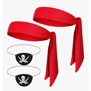 Zhanmai 4 Pcs Pirate Accessories Halloween Pirate Headband Costume Party Supplies Head Scarf Eye Patches for Cosplayer only one eye patch