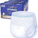 LivDry Large Ultimate Adult Incontinence Underwear, High Absorbency, Leak Cuff Protection, L, 60-Pack