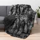 Pavilia Black Fluffy Throw Blanket, Fuzzy Plush Warm Blanket for Couch, Bed, Sofa - Super Soft Thick Faux Fur Sherpa, Tie-Dye, 50x60
