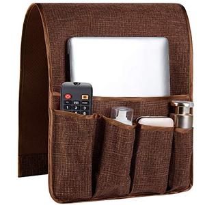 FLYILY Sofa Armrest Organizer Non-Slip Arm Chair Hanging Caddy Remote Control Holder for Magazine, Phone, Books, Glasses(Coffee,13in)