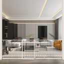 WAOWAO Baby Gate 100-109.41" Extra Wide Pressure Mounted Walk Through Swing Auto Close Safety White Metal Toddler Kids Child Dog Pet Puppy for Stairs, Doorways, Kitchen (100-109.45"/254-278cm)