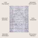 JONATHAN Y Machine Washable Gray/Purple Indoor Area Rug 4X6 ft, Didim Boho Medallion for Living Room, Bedroom, Kitchen, Office, Easy-Cleaning, High Traffic, Pet-Friendly, Non-Shedding (WSH102A-4)