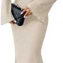 Narecte Fall Dresses for Women 2025 Maxi Dresses Solid Color Boho Dress Flare Sleeve Bodycon Dress S