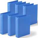 Henoyso 6 Pcs 1.5 Inch Mini 3 Ring Binders Fits 5.5 x 8.5 Paper, Holds(Capacity 280 Sheets), Plastic Flexible Three Round Rings Small Blue A5 Binders Bulk for School, Office Use, Photo Album