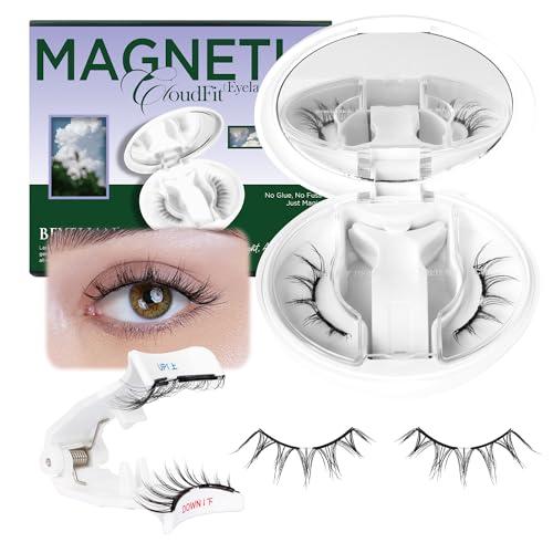 BEYELIAN Portable Magnetic Eyelashes with Applicator Kit All-In-One Box, Upgrade Soft Reusable Magnetic Lashes, No Glue Needed False Eyelashes for Eye YT40 (Lightweight & Comfortable)
