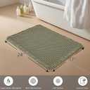 Waffle Bathroom Rugs, Super Absorbent Boho Bath Mats, Non-Slip Shower Mats for Bathroom Floor and Tub, Ultra Soft Waffle Weave Runner Mat, Quick Dry, Olive Green, 17x24 Inch