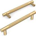 Amerdeco 10 Pack Champagne Bronze Cabinet Pulls 5 Inch(128mm) Hole Center Drawer Pulls Cabinet Hardware Kitchen Cabinet Handles for Bathroom ZH0031