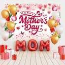 Mothers Day Decorations Happy Mothers Day Banner Backdrop for Mothers Day Party Decorations, 71 x 43 Inch
