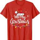 Merry Christmas Lights Red Santa Hat Xmas Family Men Women T-Shirt, L
