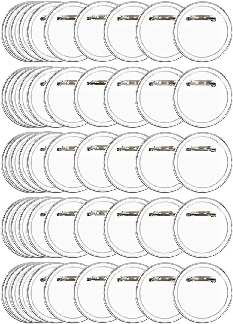 BUYGOO 50Pack 2.4 inch Clear Button Pins Make Your Own Buttons Picture Button Pin Acrylic Design Butto n Badge Clear Picture Buttons Badges Kit for DIY Crafts
