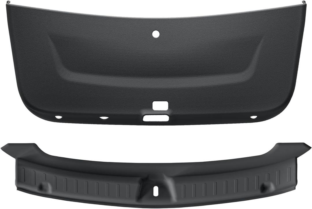 LUCKEASY 2PCS Trunk Tailgate Mat & Rear Bumper Guard for Tesla Model Y Juniper 2025 2026 Rear Door Back Protective Liner & Trunk Bumper Guard Sill Cover Cargo Protector Mat TPE Black