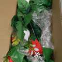 Artificial Cemetery Flowers, Gravesite Decoration Roses, Memorial Bouquets with Cemetery Vase, Vibrant and Long-Lasting Colors (Red + White, 2 Bundles)