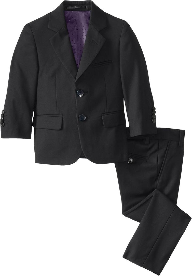 Isaac Mizrahi Black Label Little Boys' Slim-Fit Wool 2 Piece Solid Suit (6)