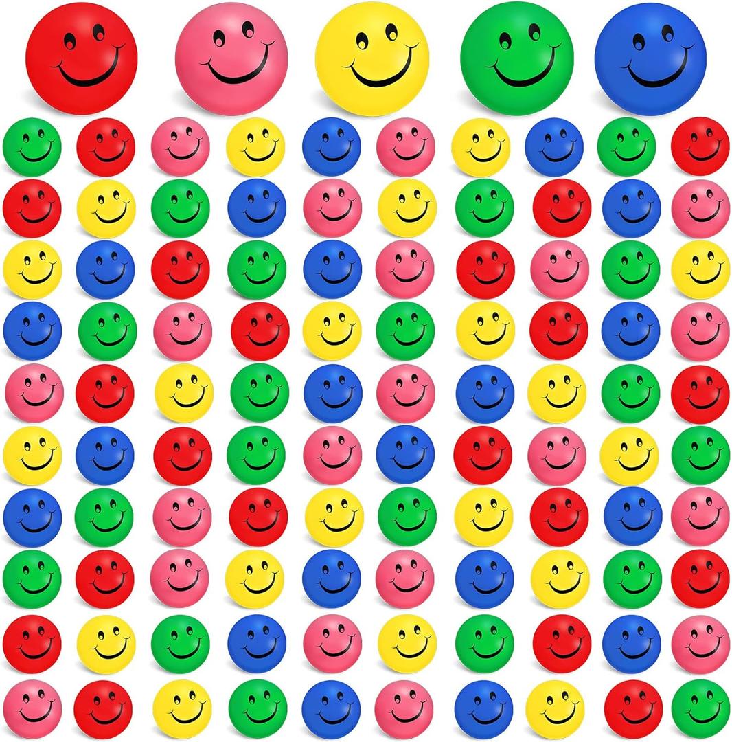 Zhanmai 100 Pieces Smile Face Stress Balls for Kids and Adults Funny Stress Ball Foam Soft Colored Smile Toys for Relief Anxiety(Vivid Color)
