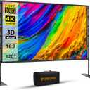 TOWOND Projector Screen and Stand, 120 inch Outdoor Projector Screen Indoor, Portable Movie Screen 16:9 4K Front Rear Projection Screen with Carry Bag Wrinkle-Free Design for Home Backyard Theater