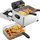 VEVOR Commercial Electric Deep Fryer, 9.51 Qt, 1700W Stainless Steel Countertop Fryer with Large & Small Baskets, Overheat Protection, Temp Control, Timer, Detachable for Home Restaurant Use, Silver