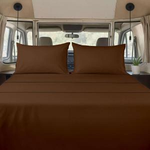 Ready To Rest Twin (38x75) Sheet Set 4 Piece - Chocolate, Deep Pocket Fits 15 Inch Mattress, Brushed Microfiber, Ideal for Home, RV Bunks, Guest Beds & Travel Trailers, Lightweight & Machine Washable