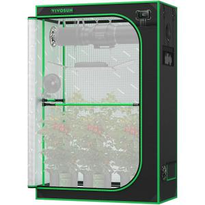 VIVOSUN PRO Grow Tent 2x4 Indoor Grow Tent with Thick 1 inch Poles Strengthened High Reflective Mylar Oxford Fabric Extra Hanging Bars & High CFM Kit for Hydroponics Indoor Plant for AeroLight A200SE