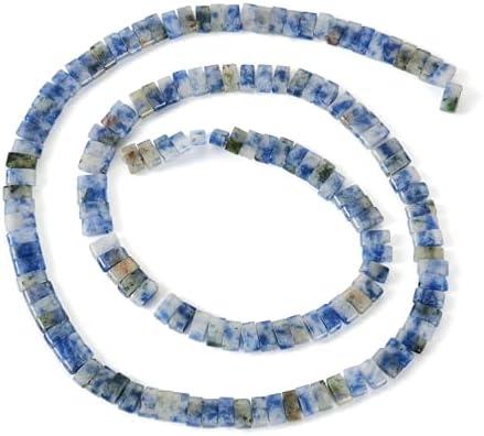 Beadthoven 85pcs 4x4mm Gemstone Tila Beads Natural Blue Spot Seed Beads for Multi Strand Bracelets Flat Square Beads Opaque Tila Beads for Jewelry Making Earrings Necklaces