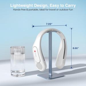 Neck Fan, Hands Free Bladeless Neck Fans Portable Rechargeable, 6000 mAh Battery Operated Wearable Personal Fan, Cooling Neck Fan, 3 Speeds, USB Fan Gifts for Men, Women, Travel, Outdoor (White)