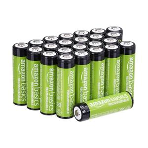 Amazon Basics 24-Pack Rechargeable AA NiMH Batteries, 2000 mAh, 1.2V, Low Self-Discharge, Pre-Charged, Recharge up to 1000x Times