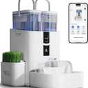 Automatic Cat Water Fountain 10L/338 oz Self Filling, Pet Drinking Fountains Dogs, Smart Bowl 5G WiFi Filtered Water Dispenser Easy Cleaning Oxygen-Rich, Wastewater Separate, No Slime, Quiet