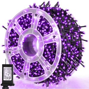 weillsnow 164FT 500 LED Purple Christmas Lights, 8 Modes Waterproof Plug in String Lights for Halloween Christmas Indoor Outdoor Yard Party Wedding Garden Home Decorations (Purple, 164FT)