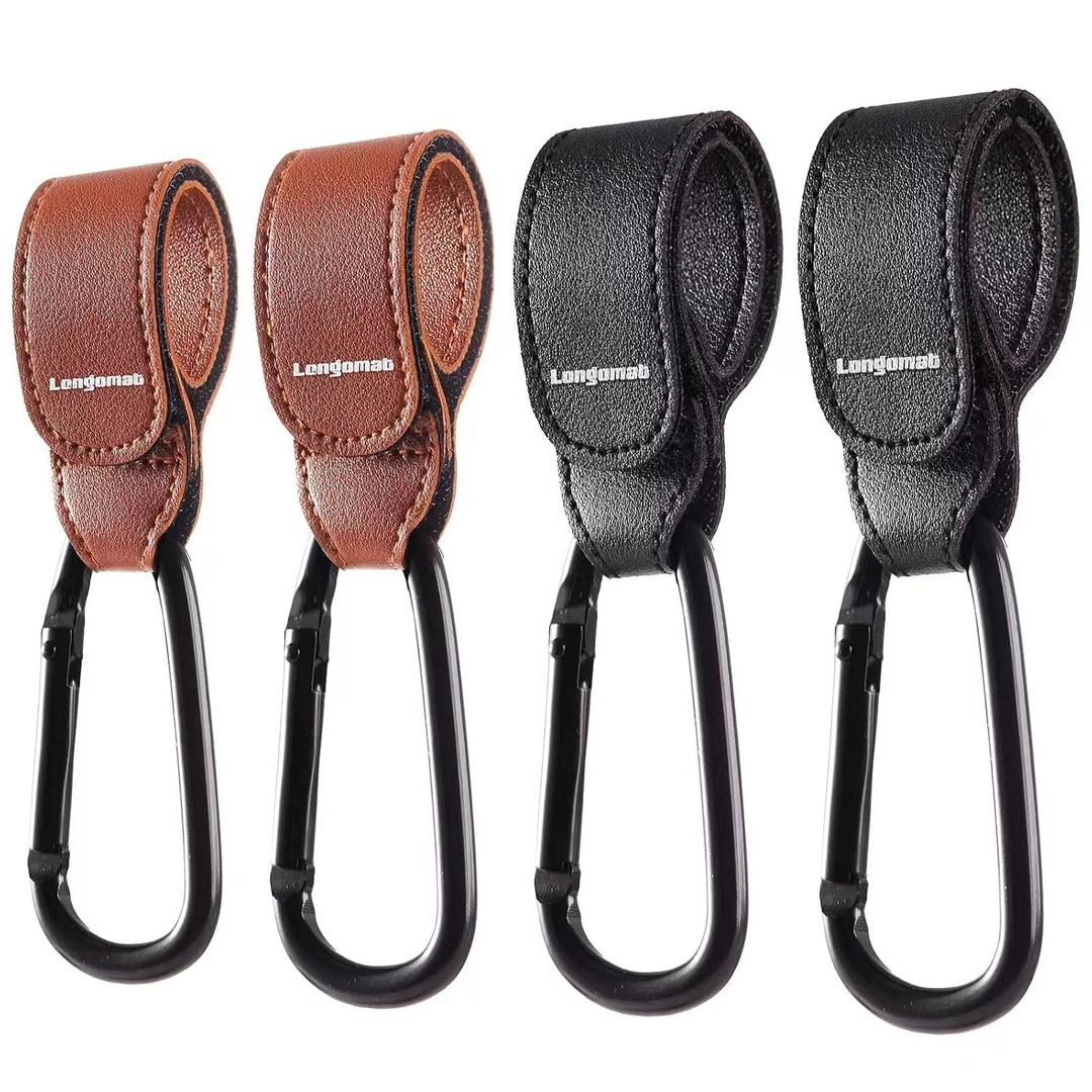 3-Pack Baby Stroller Hooks Clip or Hanging Diaper Bag Universal Hooks Accessories for Stroller and Car or Shopping Cart (Black and Brown)