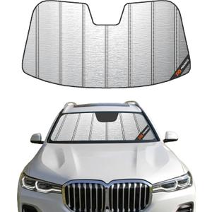 Pigenius Windshield Sun Shade for BMW X5 (G05) 2019-2023 & BMW X7 (G07) 2019-2022, Fits xDrive40i M50i X5M Alpina XB7, Metallic Silver Finish