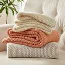 Joydeco Chunky Cable Knit Throw Blanket, Lightweight 100% Cotton Soft Cozy Throw Twin Blanket for Couch Bed and Sofa, Rustic Breathable Farmhouse Blanket Gift for Women Men(Cream White, 60"x80")