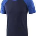 Mens Casual Basic Vintage Active Short/Long Raglan Sleeve Crew Neck Running Hiking T Shirt, S