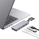 USB C Hub, 6-in-2 USB Adapter for MacBook Pro Air Thunderbolt 4 Dock with 100W PD, 40Gbps, USB-C 3.0, 2 USB-A 3.0, SD/TF Card Reader, Compatible with MacBook Pro Air M1/M2/M3/M4