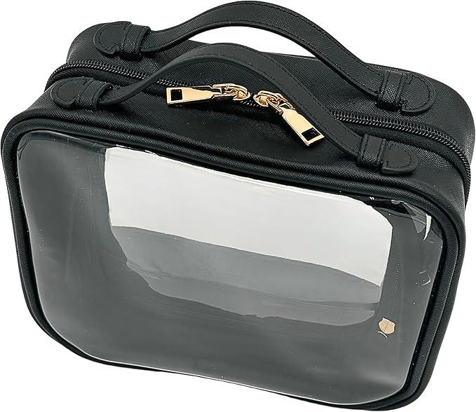 Clear Makeup Bag Toiletry Bag for Women Cosmetic Case Large Capacity Travel Make Up Bag Organizer Transparent Storage Compartment TSA Approved