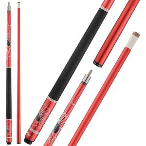 58" 2-Piece Fiberglass Graphite Composite Billiard Pool Cue Sticks,  Weight from 19oz 21oz, Red