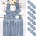 6 Pack Dusty Blue Cheesecloth Table Runner 17x108 Inch Semi Sheer Boho Gauze Cheese Cloth Fabric Table Runners Table Decor for Wedding Party Baby Shower Birthday Home Decor Garden Farmhouse