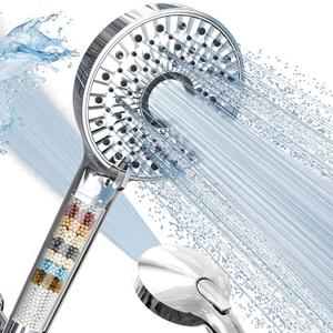 Magichome Filtered Shower Head with Handheld, High Pressure 10-Spd Detachable Chrome Showerhead with Stainless Hose, Water Softener Filter Beads for Hard Water - Remove Chlorine, Reduce Dry Itchy Skin