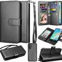 Takfox Wallet Case for Samsung Galaxy A16 5G, Galaxy A16 5G Case, PU Leather Credit Card Holder Case [9 Card Slots] Folio Flip Detachable Magnetic Cover Kickstand & Lanyard-Black