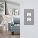 Grey 1 Gang Duplex Outlet Covers Decorative Single Light Switch Covers Electrical Receptacle Wall Plate Plug Switch Plate Cover Dimmer Dual Outlet Faceplate for Bedroom Decor