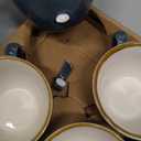 SHUER Ceramic Cappuccino Cup Set of 4, 11.2 OZ Cups and Saucers Set,Coffee Mocha Cup Sets,Black Coffee Cups and Glaze Americano Mug Great for Party and Low Tea Time (Blue 320ml)