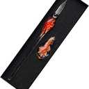Crystal Glass Intarsia Dip Pen Fountain Pen Kit Vintage Calligraphy Signatures Pen, Orange